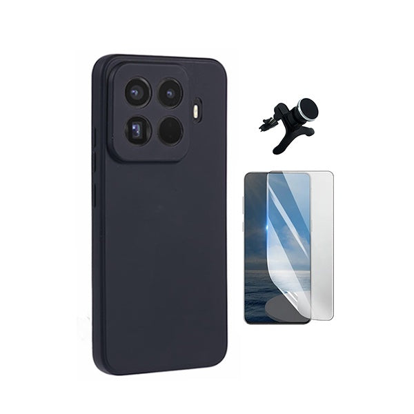 Kit Película Protectora de Hydrogel Frente + Capa Proteção Silicone + Suporte Reforçado de Carro GIFT4ME Para Xiaomi 15T Pro 5G - Preto