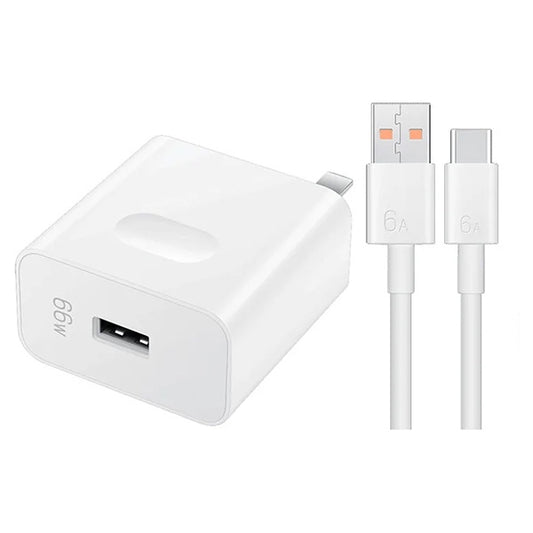 Kit Base de Carga Super Rápida 66W USB-A + Cabo 6A Type-A to Type-C GIFT4ME Compativel Com Huawei  - Branco