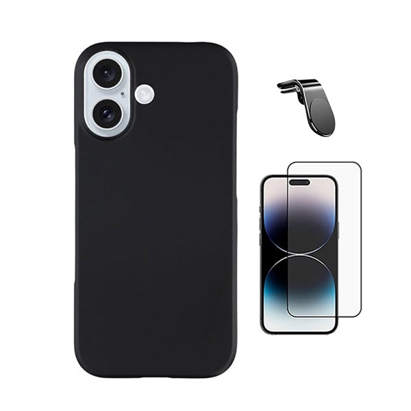 Kit Película de Vidro Temperado Gorilasglass + Capa Proteção Silicone + Suporte Magnético L GIFT4ME Para Apple iPhone 17 - Preto