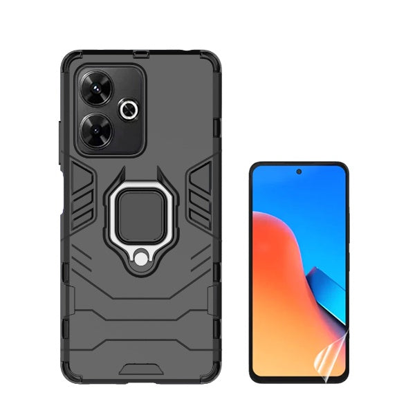 Kit Película Protectora de Hydrogel Frente + Capa de Proteção Militar Magnética GIFT4ME Compativel Com Xiaomi Poco M6 4G - Preto