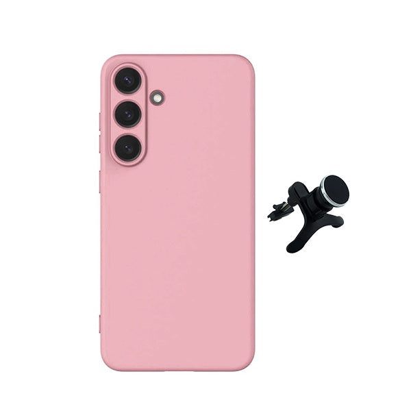 Kit Suporte Magnético Com Pernas + Capa Proteção Silicone GIFT4ME Para Samsung Galaxy S26 - Rosa