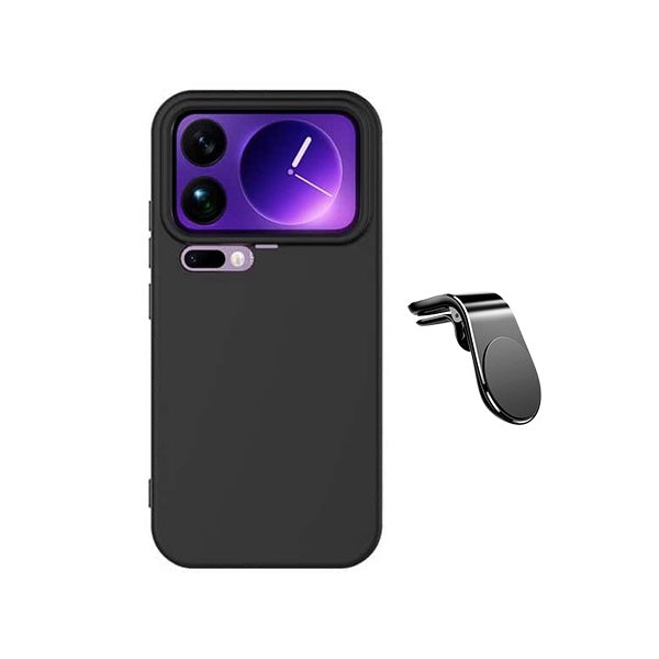 Kit Suporte de Carro Magnético L + Capa Proteção Silicone GIFT4ME Para Xiaomi 17 Pro 5G - Preto