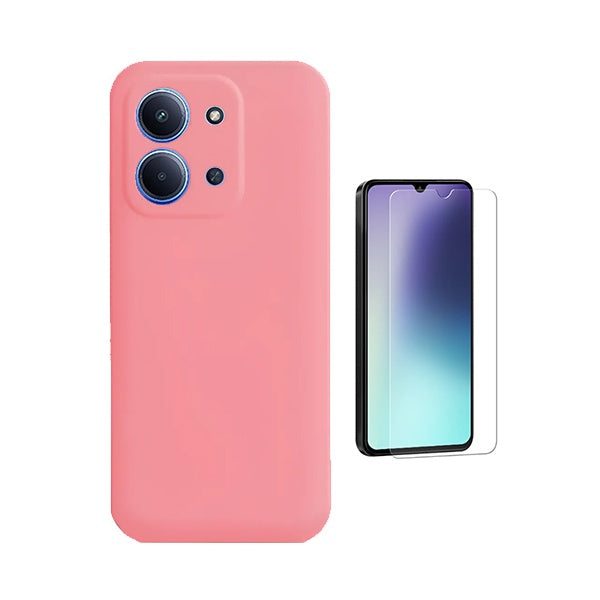 Kit Vidro Temperado Cleargorilasglass + Capa Proteção Silicone GIFT4ME Para Xiaomi Redmi 15C 4G - Rosa