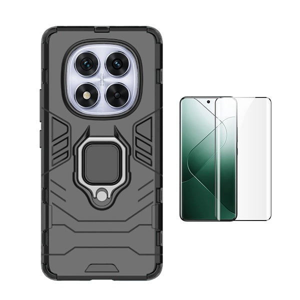 Kit Película de Vidro Temperado Gorilasglass + Capa de Proteção Militar Magnética Gift4Me Para Xiaomi Redmi Note 14 Pro - Preto