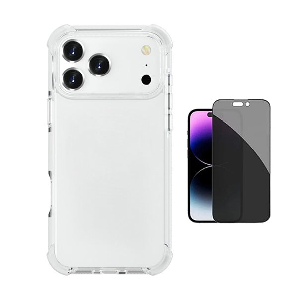 Kit Capa Super Proteção + Película de Vidro Temperado Privacidade GIFT4ME Para Apple iPhone 17 Pro - Transparente