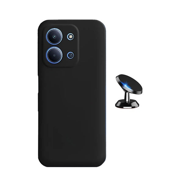 Kit Suporte Magnético + Capa Proteção Silicone GIFT4ME Para Xiaomi Poco C85 - Preto