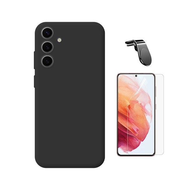 Kit Película Protectora de Hydrogel Frente + Capa Proteção Silicone + Suporte Magnético L GIFT4ME Para Samsung Galaxy S25 FE 5G - Preto