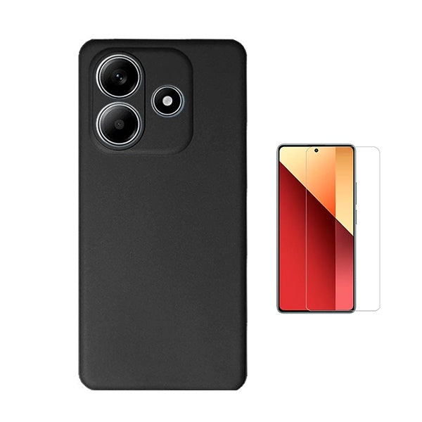 Kit Vidro Temperado Cleargorilasglass + Capa Proteção Silicone Gift4Me Para Xiaomi Redmi Note 14 - Preto
