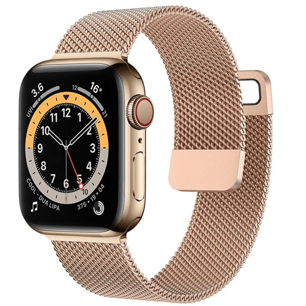 Bracelete Milanese Com Fecho Magnético GIFT4ME Compativel Com Apple Watch Series 10 - 46mm - Rosa Ouro