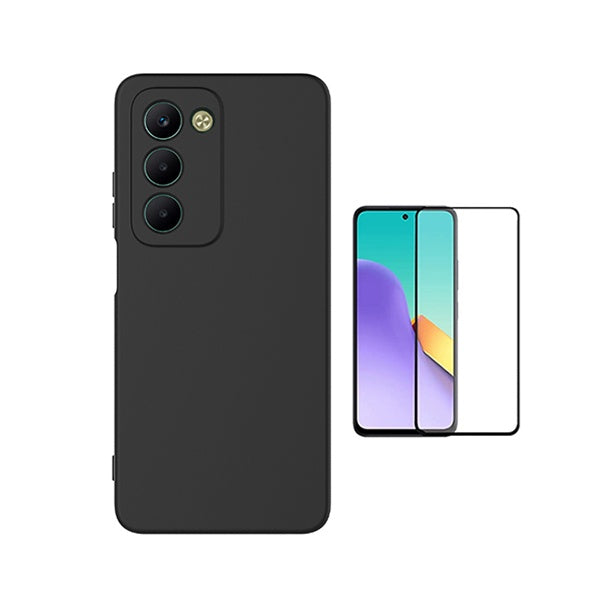 Kit Película de Vidro Temperado Gorilasglass + Capa Proteção Silicone GIFT4ME Para Xiaomi Redmi 15 - Preto