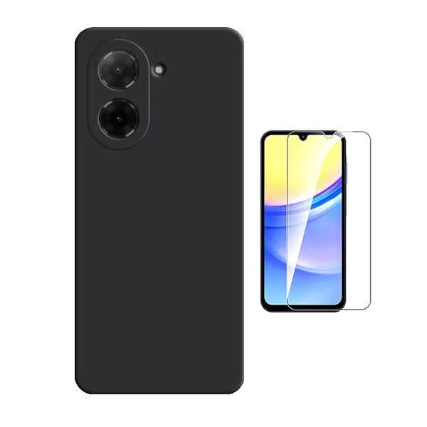 Kit Vidro Temperado Cleargorilasglass + Capa Proteção Silicone GIFT4ME Para Xiaomi Redmi A5 4G - Preto