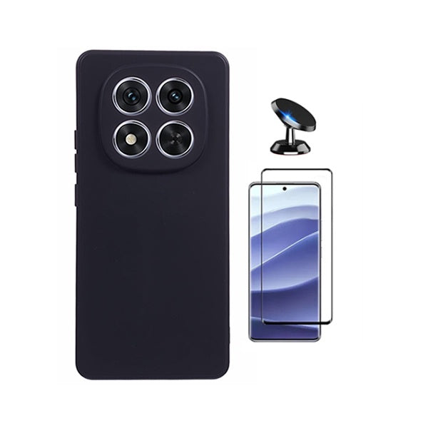 Kit Película de Vidro Temperado Gorilasglass + Capa Proteção Silicone + Suporte Magnético GIFT4ME Para Xiaomi Redmi Note 15 Pro + Plus - Preto