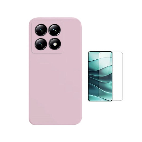 Kit Vidro Temperado Cleargorilasglass + Capa Proteção Silicone GIFT4ME Para Xiaomi 15T 5G - Rosa