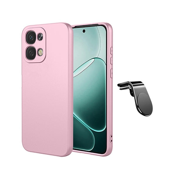 Kit Suporte de Carro Magnético L + Capa Proteção Silicone GIFT4ME Para Oppo A6 Pro - Rosa