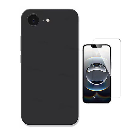 Kit Vidro Temperado Cleargorilasglass + Capa Proteção Silicone GIFT4ME Para Apple iPhone 16e - Preto