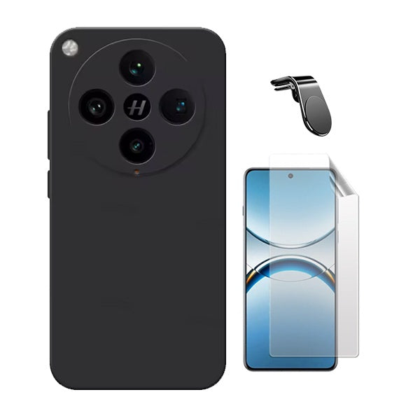 Kit Película Protectora de Hydrogel Frente + Capa Proteção Silicone + Suporte Magnético L Gift4Me Para Oppo Find X8 Pro - Preto