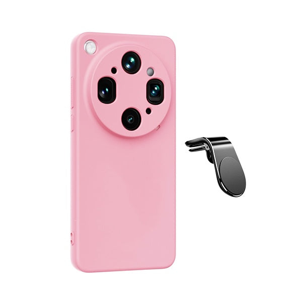 Kit Suporte de Carro Magnético L + Capa Proteção Silicone GIFT4ME Para Oppo Find X9 Ultra - Rosa