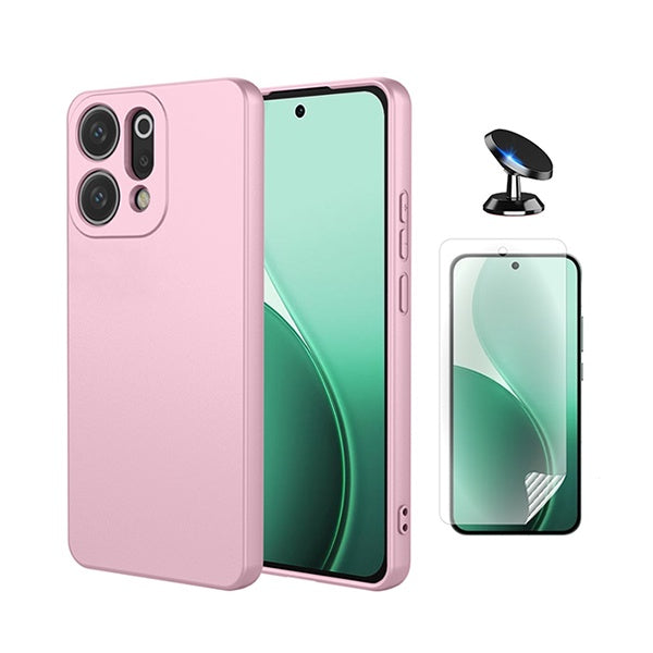 Kit Película Protectora de Hydrogel Frente + Capa Proteção Silicone + Suporte Magnético GIFT4ME Para Oppo Reno14 - Rosa