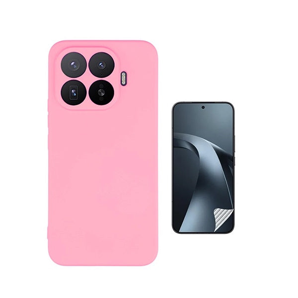 Kit Película Protectora de Hydrogel Frente + Capa Proteção Silicone GIFT4ME Para Xiaomi 17T 5G - Rosa