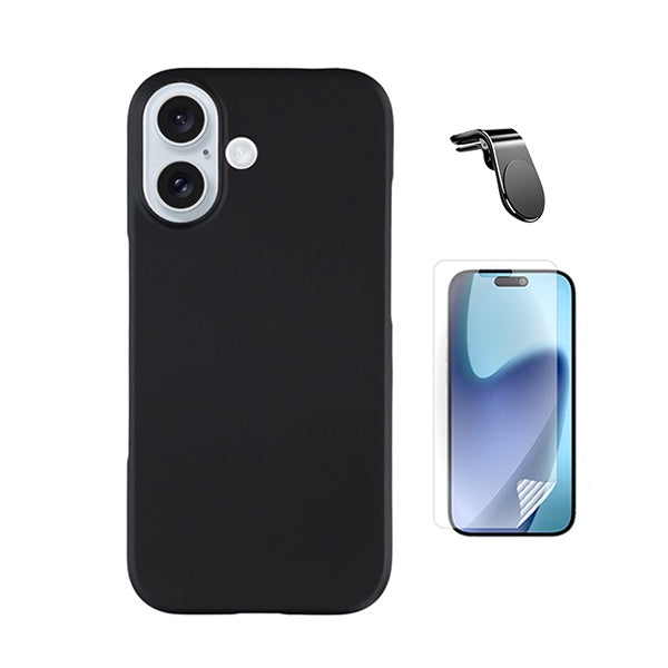 Kit Película Protectora de Hydrogel Frente + Capa Proteção Silicone + Suporte Magnético L GIFT4ME Para Apple iPhone 17 - Preto