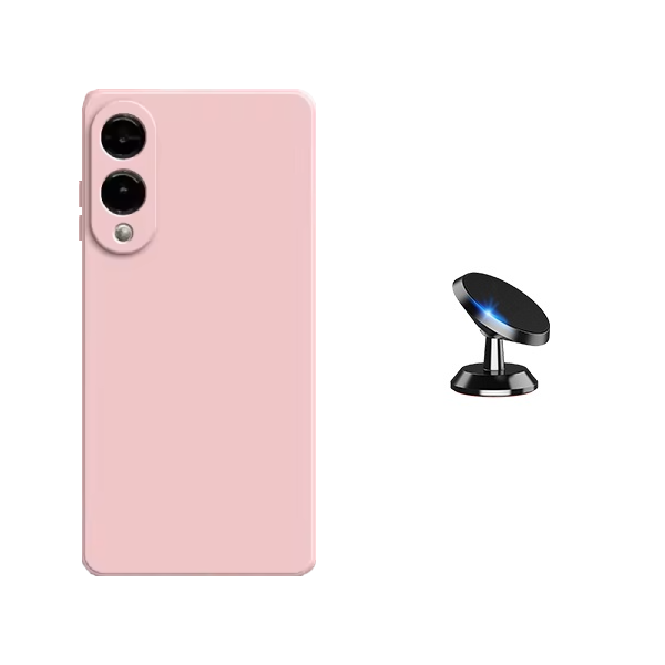 Kit Suporte Magnético + Capa Proteção Silicone Gift4Me Para Samsung Galaxy S25 Edge - Rosa