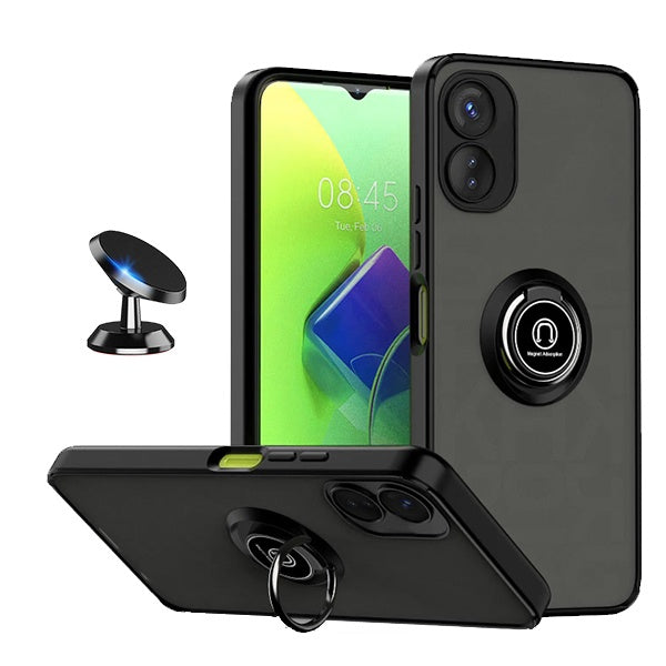 Kit Capa Anti-Impacto Clear com Anel + Suporte de carro GIFT4ME Para Oppo A17 - Transparente/Preto