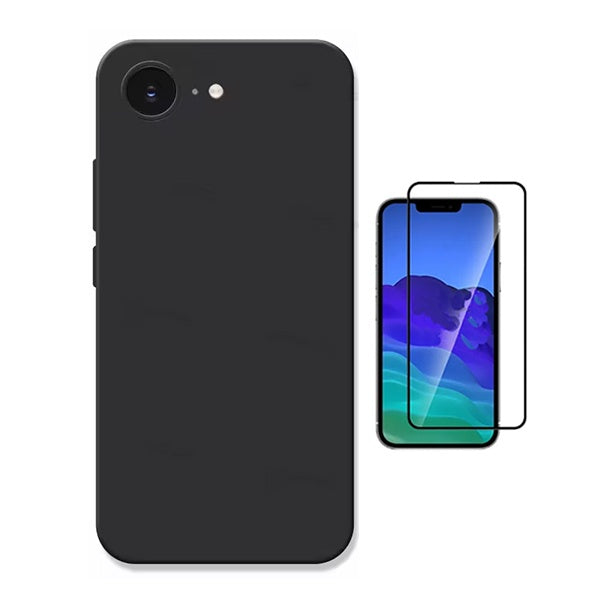 Kit Película de Vidro Temperado Gorilasglass + Capa Proteção Silicone GIFT4ME Para Apple iPhone 16e - Preto