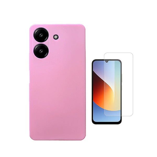 Kit Vidro Temperado Cleargorilasglass + Capa Proteção Silicone GIFT4ME Para Xiaomi Redmi A7 4G - Rosa