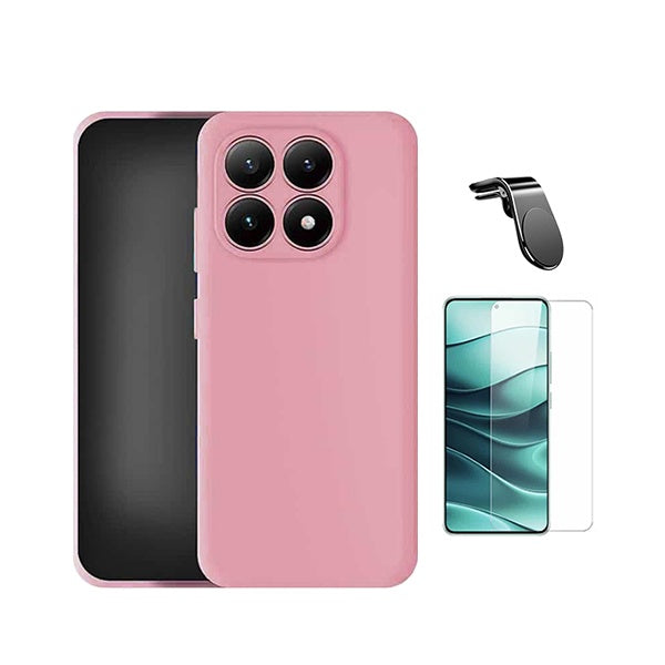 Kit Vidro Temperado Cleargorilasglass + Capa Proteção Silicone + Suporte Magnético L GIFT4ME Para Xiaomi 17 5G - Rosa