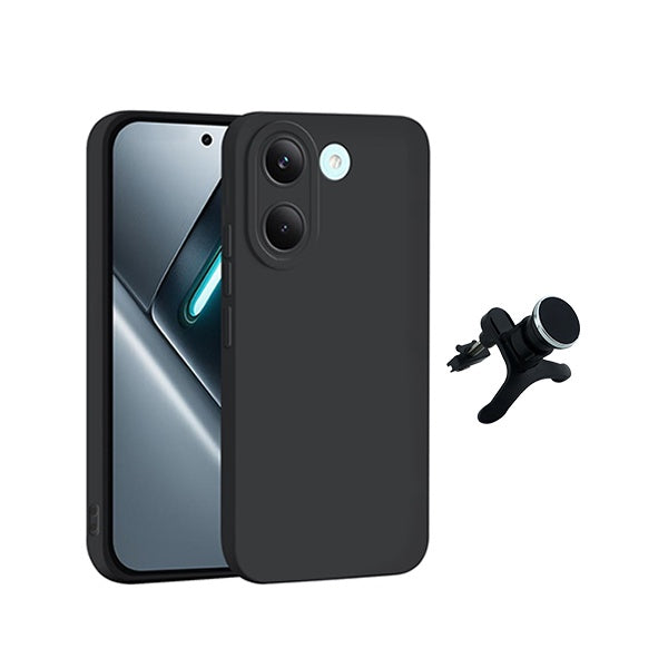 Kit Suporte Magnético Com Pernas + Capa Proteção Silicone GIFT4ME Para Xiaomi Poco X8 Pro - Preto
