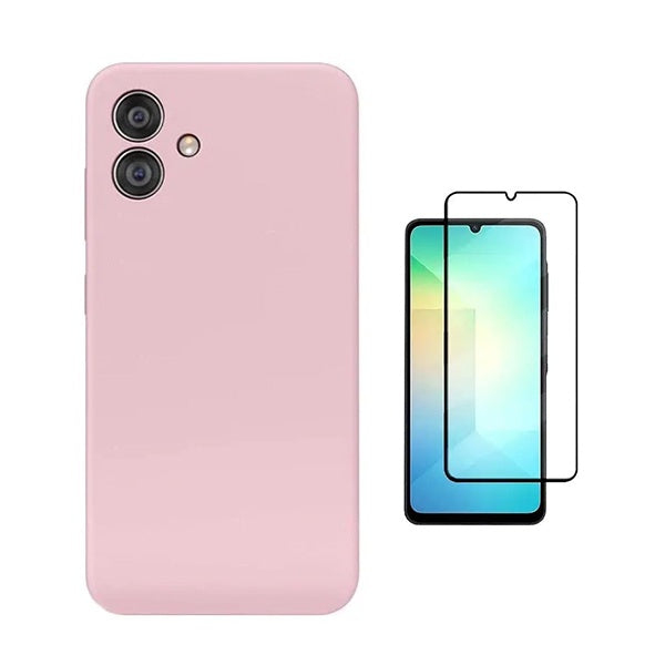 Kit Película de Vidro Temperado Gorilasglass + Capa Proteção Silicone GIFT4ME Para Samsung Galaxy A07 - Rosa