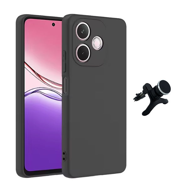 Kit Suporte Magnético Com Pernas + Capa Proteção Silicone GIFT4ME Para Oppo A5 Pro 5G - Preto