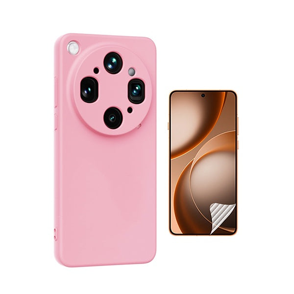 Kit Película Protectora de Hydrogel Frente + Capa Proteção Silicone GIFT4ME Para Oppo Find X9 Ultra - Rosa