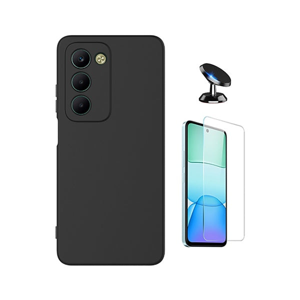Kit Vidro Temperado Cleargorilasglass + Capa Proteção Silicone + Suporte de Carro GIFT4ME Para Xiaomi Redmi 15 5G - Preto