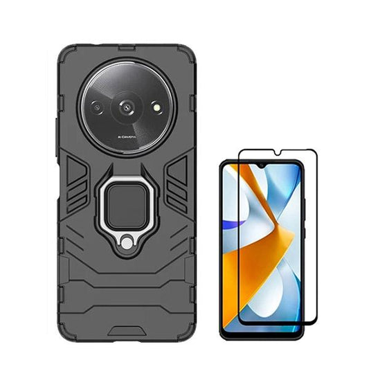 Kit Película de Vidro Temperado GOrilasGlass + Capa de Proteção Militar Magnética GIFT4ME para Xiaomi Redmi A3 - Preto