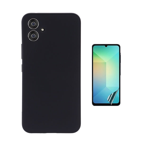 Kit Película Protectora de Hydrogel Frente + Capa Proteção Silicone Gift4Me Para Samsung Galaxy A06 - Preto