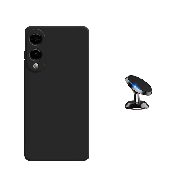 Kit Suporte Magnético + Capa Proteção Silicone Gift4Me Para Samsung Galaxy S25 Edge - Preto
