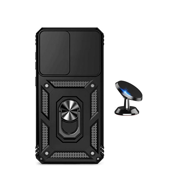 Kit Suporte Magnético + Capa de Proteção Militar Magnética Janela Deslizante GIFT4ME Para Samsung Galaxy A37 5G - Preto