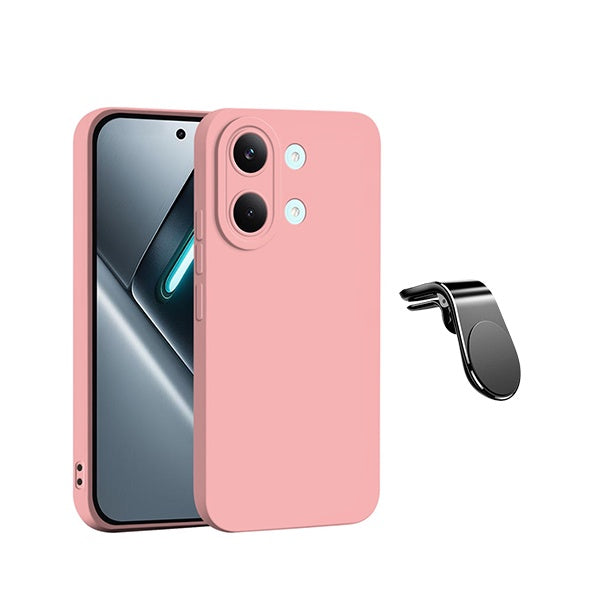 Kit Suporte de Carro Magnético L + Capa Proteção Silicone GIFT4ME Para Xiaomi Poco X8 Pro Max - Rosa