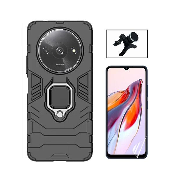 Kit Película ProtectOra de Hydrogel Frente + Capa de Proteção Militar Magnética + Suporte Magnético Com Pernas GIFT4ME para Xiaomi Redmi A3 - Preto