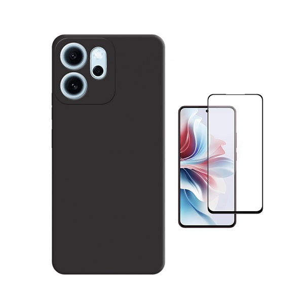 Kit Película de Vidro Temperado Gorilasglass + Capa Proteção Silicone GIFT4ME Para Oppo Reno14 F - Preto
