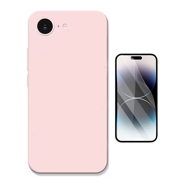 Kit Película Protectora de Hydrogel Frente + Capa Proteção Silicone GIFT4ME Para Apple iPhone 16e - Rosa