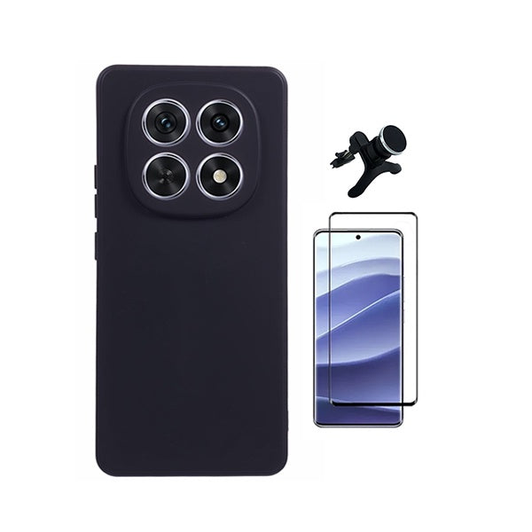 Kit Película de Vidro Temperado Gorilasglass Curvado + Capa Proteção Silicone + Suporte Reforçado de Carro GIFT4ME Para Xiaomi Redmi Note 15 5G - Preto