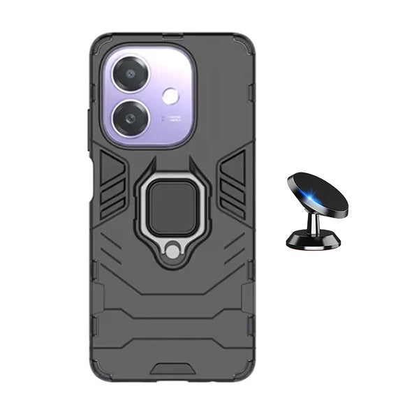 Kit Suporte Magnético + Capa de Proteção Militar Magnética GIFT4ME Para Oppo A3 4G - Preto