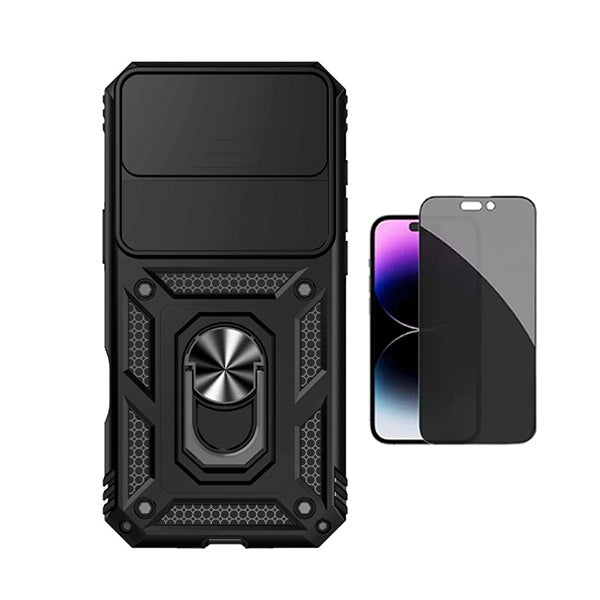 Kit Película de Vidro Temperado Privacidade + Capa de Proteção Militar Magnética Janela GIFT4ME Para Apple iPhone 17 Air - Preto
