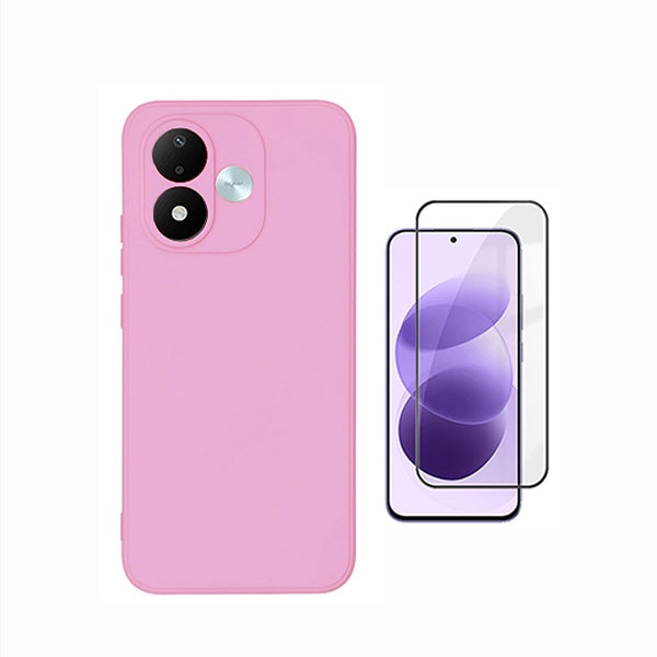 Kit Película de Vidro Temperado Gorilasglass + Capa Proteção Silicone GIFT4ME Para Xiaomi Redmi Note 17 4G - Rosa
