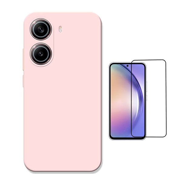 Kit Película de Vidro Temperado Gorilasglass + Capa Proteção Silicone GIFT4ME Para Xiaomi Poco X7 Pro - Rosa