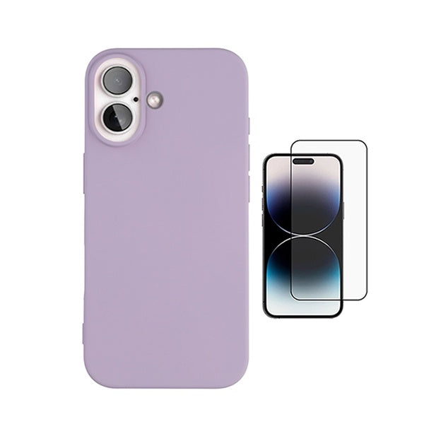 Kit Película de Vidro Temperado Gorilasglass + Capa Proteção Silicone GIFT4ME Para Apple iPhone 17 - Roxo