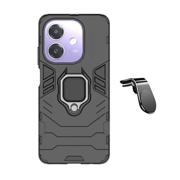 Kit Suporte de Carro Magnético L + Capa de Proteção Militar Magnética GIFT4ME Para Oppo A40 - Preto
