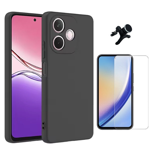 Kit Vidro Temperado Cleargorilasglass + Capa Proteção Silicone +  Suporte Reforçado de Carro GIFT4ME Para Oppo A5 Pro 5G - Preto
